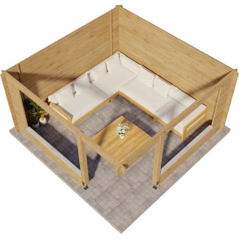 Alpholz 5-Eck Gartenlaube Maik 40 Gartenlaube aus Holz in Pinie, Blockhaus mit 40 mm Wandstärke Holzhaus (1/3)