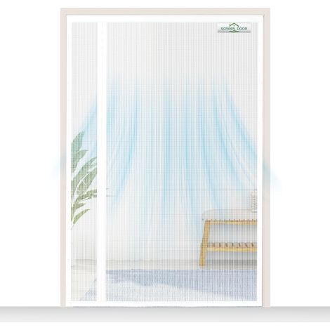 Moustiquaire Porte Fenetre 90x220cm Moustiquaire Réversible à Ouverture Gauche/Droite, Accès Facile, Protection contre les Insectes – Blanc (1/5)