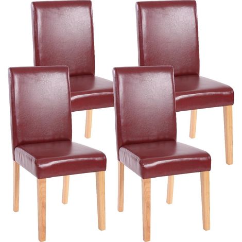 Juego de 4 sillas de comedor sintéticas rojo/marrón patas claras CDS04134 (1/5)