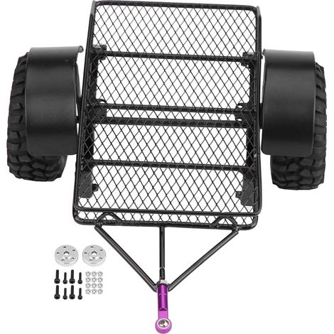 Remorque métallique à monter soi-même avec pneus de 90 mm pour voitures RC crawler Axial SCX10 D90 Traxxas HSP 1/10 (1/5)