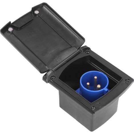 32-A-Wohnmobilsteckdose (220–250 V), 3-poliger Stecker, wasserdicht, integrierte Halterung, schwarz (1/5)