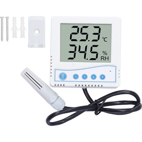 Hochpräziser elektronischer Temperatur- und Feuchtigkeitssensor mit LCD-Bildschirm und analoger Sonde