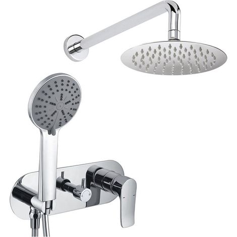 Kibath Grifo Empotrado de Ducha equipo de pared monomando SAR redondo acabado CROMO brillo fabricado en latón (1/5)