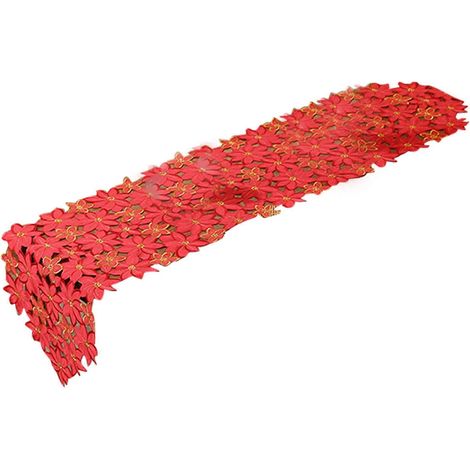 Chemin de table en dentelle brodée ajourée, rouge, idéal pour les restaurants et la maison lors d'occasions spéciales. (1/5)