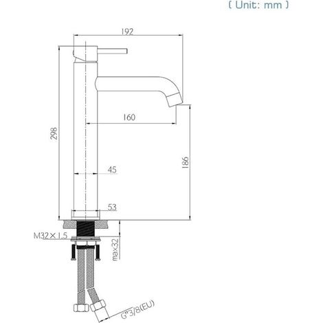 Rubinetto per lavabo da appoggio, lavabo alto da bagno, miscelatore per acqua calda e fredda, nero opaco (1/3)