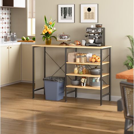 Meuble de rangement multifonction 120 x 40 x 85,5 cm en MDF et métal, noir et naturel DESVIAE (1/5)