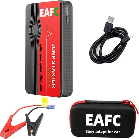 Avviatore di emergenza per auto, potenza di avviamento 600A, power bank portatile, 600A nero con scatola (1/2)