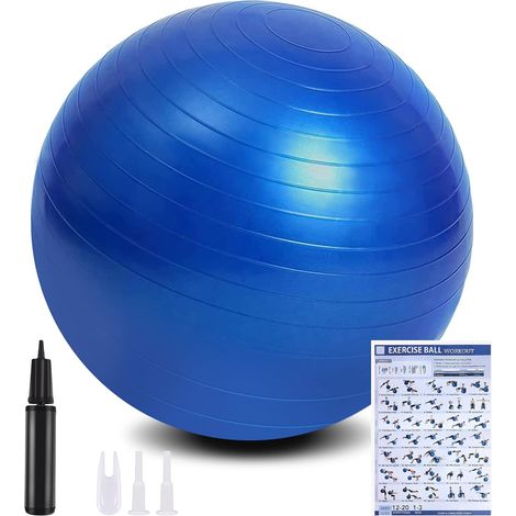Fitness Ball, Anti-Explosive Ultra-Thick Yoga Ball with Inflatable Foot Pump, Fitness Ball for Sports, Yoga, Pilates, Pregnancy and Artificial Childbirth – 65/55 cm (1/5)