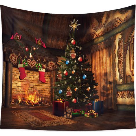 Tapestry De Noel - 150 X 150 Cm - Tissu Polyester Doux Et Leger - Pour Chambre Salon Dormitory Ou Decoration Interieure Extérieure - 1 Piece (1/5)