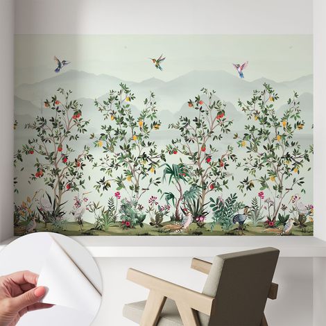 Papier peint adhésif autocollant pour salon chambre à coucher tendance et originale Arbres exotiques 104x70 cm (1/5)