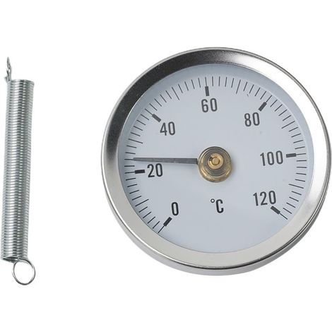 Termómetro De Tubo - Rango 0-120 °C - Clip De Fijación Para Tuberías - Acero Galvanizado - Diámetro Del Esfera 63 Mm - 1 Unidad (1/5)