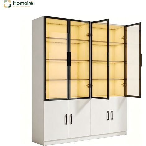Buffet en verre blanc avec rangement 120 x 40 x 160 cm HOMAIRE (1/5)