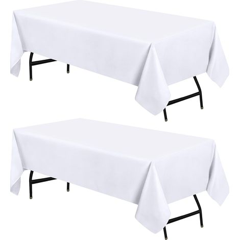 Tovaglia da cucina rettangolare - 145 x 220 cm (set da 2, bianco) Tovaglia lavabile in lavatrice, ideale per feste, eventi, matrimoni e ristoranti