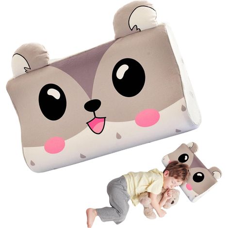 Oreiller pour enfant en mousse à mémoire de forme, oreiller pour berceau, housse de coussin incluse, oreiller pour enfant, oreiller de sieste pour enfant, unisexe pour garçons et filles (souris teinté