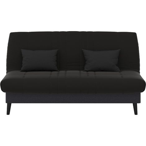 Banquette convertible Elios clic clac, couchage 130 x 190 avec rangement intégré + 2 coussins OFFERTS, Pearl Noir (1/3)
