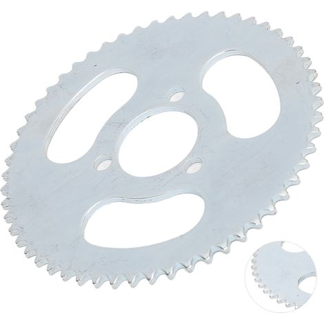 Pignon 55 dents, fixation 3 trous, compatible avec les mini-motos, scooters et motos tout-terrain 2 temps 47 cm³ et 39 cm³. Chaîne 25 dents. (1/5)