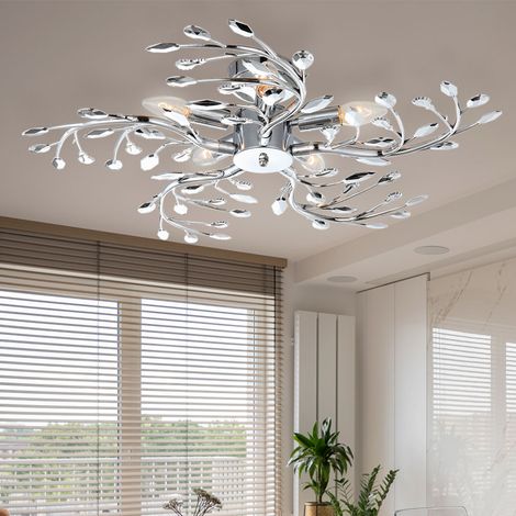 LED 20 Watt Decken Leuchte Chrom Acryl Esszimmer Äste Beleuchtung 5-flammig Lampe (1/5)