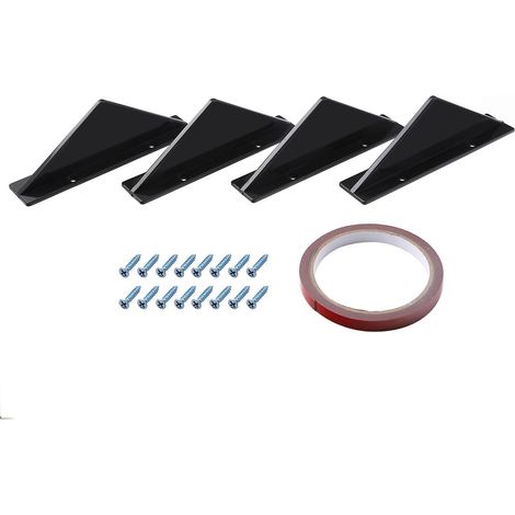 4 Stück Heckstoßstangen-Spoiler in Haifischflossenform, dreieckig, universell, schwarz, flach