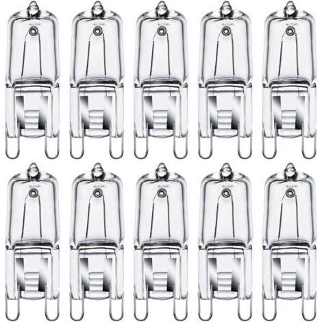 Pair Ampoules halogènes G9, ampoules capsules G9 33W (34W), lumière blanche chaude G9 230V 2800K, dimmable, paquet de 10. (1/4)
