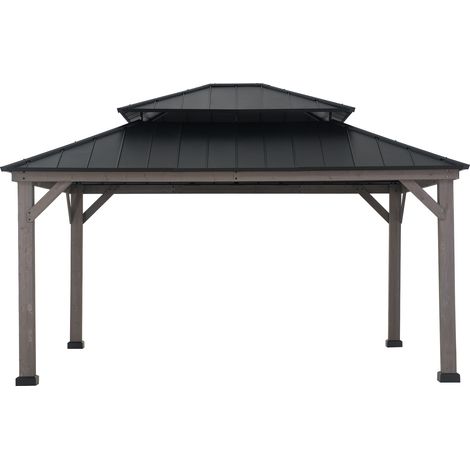 Gazebo in legno cedro RYSY - 390cm x 450cm, nero (1/5)