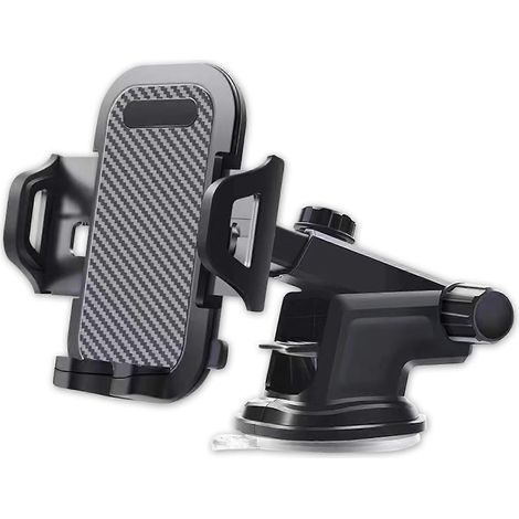 Support de téléphone noir pour voiture, support de téléphone pour grille d'aération du tableau de bord et du pare-brise, compatible avec tous les smartphones