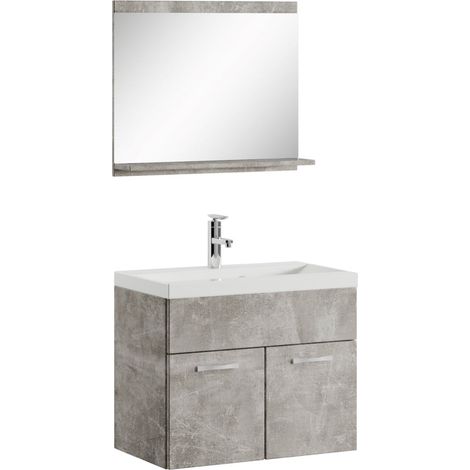 Badezimmer Badmöbel-Set Montreal 02 60cm Waschbecken Beton Grau (1/5)