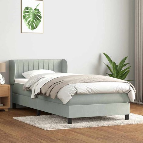 Boxspringbett mit Matratze Hellgrau 80x220 cm Samt