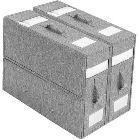 (Grau) 2-teiliges Set, Aufbewahrungsbox aus Papier, Vliesstoff, leicht, praktisch, fürs Schlafzimmer (1/5)