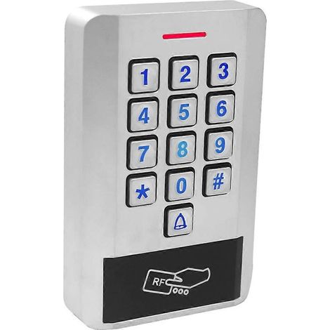 Système de contrôle d'accès par carte de proximité métallique étanche IP67, entrée WG26 125 kHz/13,56 MHz, avec clavier rétroéclairé, interface RFID MF2, entrée 125 kHz. (1/4)
