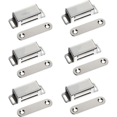 SABIR Magnétiques Meuble Aimant de Porte 10kg Puissant Acier Inoxydable Aimant de Placard Aimant Porte Placard (6 Pièces)(vis en acier inoxydable) (1/4)