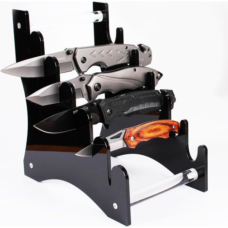 Soporte para cuchillos, exhibidor de cuchillos, vitrina para cuchillos, artículo de colección, cuchillo de mesa (Negro) (1/5)