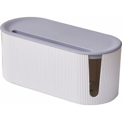 Boîte de rangement design pour câbles - Gestion des câbles - Boîte de rangement pour plusieurs prises (Blanc) - (1/5)