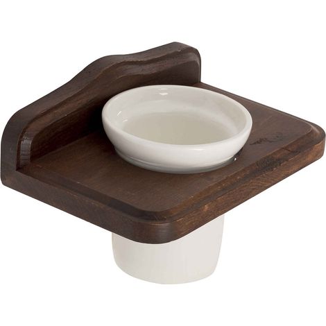 Portacepillos arte pobre de madera y cerámica accesorios baño mod. Mathilde (1/3)