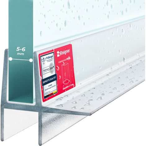 STEIGNER Duschdichtung UK16 Ersatzdichtung für Dusche Wasserabweiser, L, 60 cm, (Einzeldichtung), 5mm bis 6mm Glasstärke