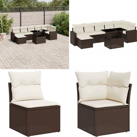8-tlg. Garten-Sofagarnitur mit Kissen Braun Poly Rattan - Gartenmöbel Set - Esszimmergarnitur - Outdoor Möbel - Lounge Set - Rattan Gartenmöbel - Home & Living (1/5)