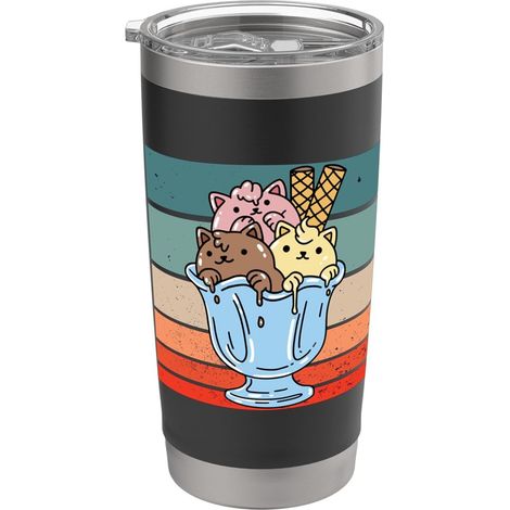 Glace Fun Cat Dessert Bol à glace Chocolat Vanille Gobelet isotherme en acier inoxydable double paroi (1/5)