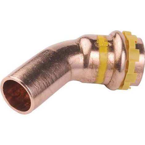 Raccord à sertir en cuivre gaz coude 45° fem/mâle, diam. 28 mm PG 5040 Gaz, contour V (1/4)
