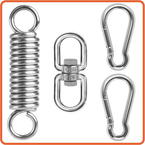 Ressort Oscillant pour Fauteuil Suspendu, Kits de Suspension à Ressort avec Crochet Pivotant à 360° et 2 Pièces M8 Mousquetons,Roulement Jusqu'à 300 kg pour Boxe Punching Bag Yoga (1/5)