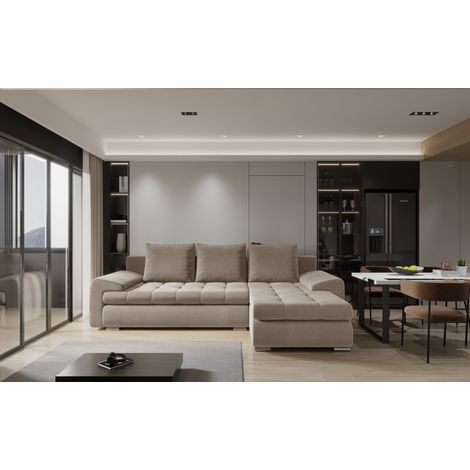 Kaiser Möbel Elegantes und modernes Ecksofa TOMI Castel Beige Rechts (1/4)