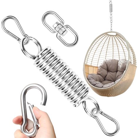 Ressort basculant pour fauteuil suspendu, capacité de charge jusqu'à 250 kg, fauteuil suspendu avec 2 mousquetons et crochets pivotants à 360 °, ressort de suspension pour sac de boxe, hamac,