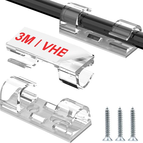 Attache-Cable Transparent - Fixation Murale Pour Câbles Électriques - Compatible HDMI Ethernet Alimentation TV-Coax - 26 Pièces (1/5)