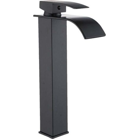 Robinet cascade Robinet d'évier de salle de bains Robinet d'eau de lavabo en laiton Robinet mitigeur à levier unique haut Robinet de lavabo à mélange chaud et froid avec 2 tuyaux (1/5)