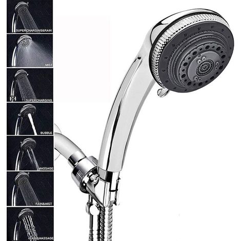 Pommeau douche et tuyau, 7 modes universel réglable Pommeau de Douche avec Tuyau 150 cm,Avec économie d'eau haute pression pommeau de douche,Installation facile,hydrothérapie,SPA,salle de bain