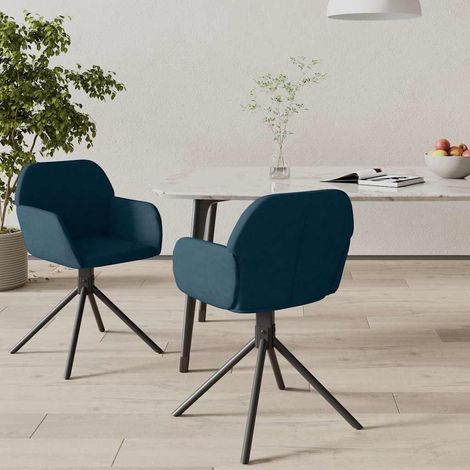vidaXL Sillas de comedor giratorias 2 uds terciopelo azul (1/5)