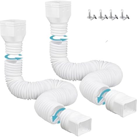 Lot de 2 extensions de gouttière flexibles pour gouttière de pluie - 53,3 à 152,4 cm avec vis (blanc) (1/5)