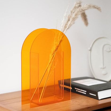 Vase Design de Mode Moderne Acrylique Transparent Rétro Acrylic decoratif Décoration Chambre Salon Bureau-Orange (1/5)
