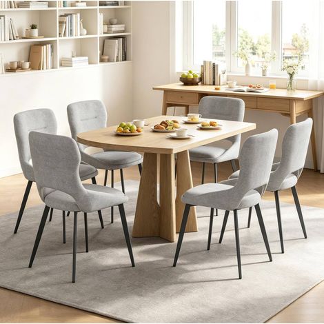 Chaise de salle à manger grise en chenille et métal, lot de 6, 45 x 48 x 86 cm OKMYHOME (1/4)
