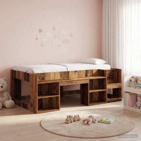 vidaXL Kinderbettgestell mit Stauraum Altholz 90 x 190 cm (1/5)
