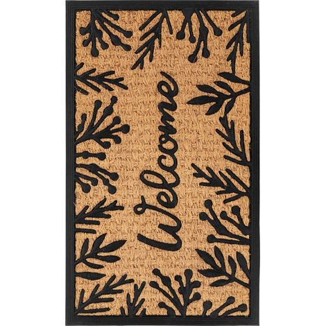Paillasson coco caoutchouc antidérapant welcome beige - 75 x 45 cm (1/5)