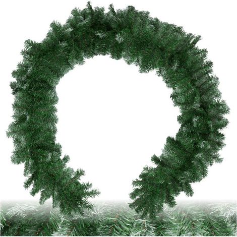 Couronne de Noël TECTAKE, 2,7 m, verte, avec anneaux de suspension. (1/5)